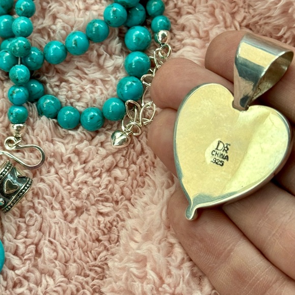 Jay King Mine Finds Turquoise Heart Pendant and Necklace Set - Picture 2 of 3